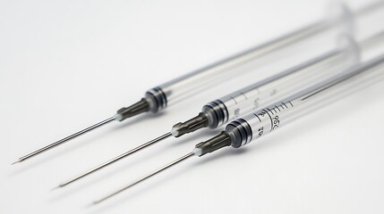 Sterile syringes on white background.