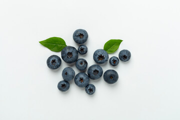 Fresh bright blueberries on color background,top view