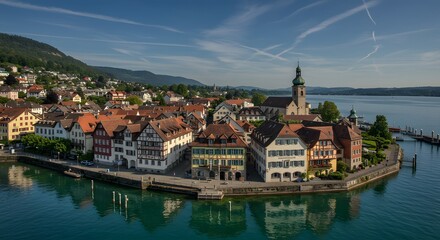 Townscape on Lake Lucerne, Switzerland