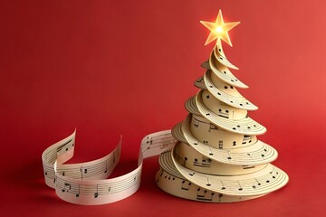 Minimalist Christmas Tree Made of Sheet Music – Modern Festive Art Design