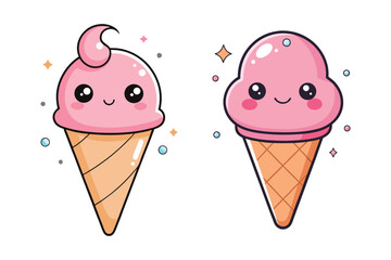  cute ice cream colorful Vector