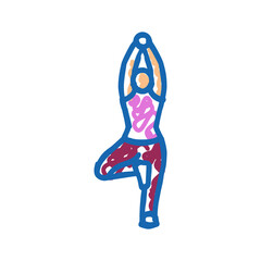 tree pose vrksasana yoga icon doodle illustration