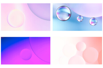 A set of abstract pastel gradient bubble backgrounds with smooth circular shapes and soft lighting. Ideal for digital design, wellness branding, and minimalist creative projects