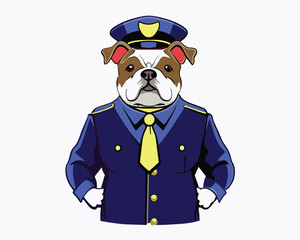 bulldog vector police agent hand drawn