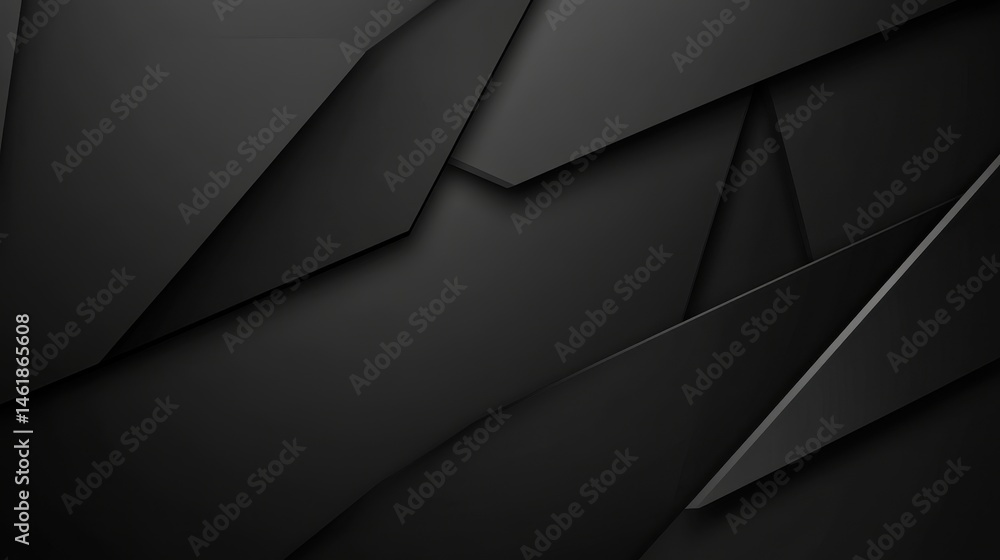 Fototapete Modern Dark Abstract Background with Geometric Shapes and Polygonal Design in Black and Gray with a Futuristic and Minimalist Style for Wallpaper or Backdrop