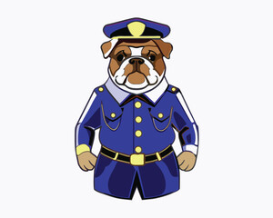bulldog vector police agent hand drawn