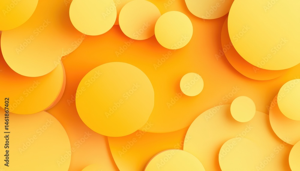 Poster Overlapping Yellow Circles on Light Orange Background for Abstract Modern Design with Simple Geometric Shapes and Bright Colors Ideal as Creative Wallpaper and Decorative Elements