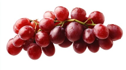 Fototapeta premium This image showcases vibrant red grapes with water droplets, emphasizing their freshness and appeal. Ideal for food-related themes and health-focused concepts.