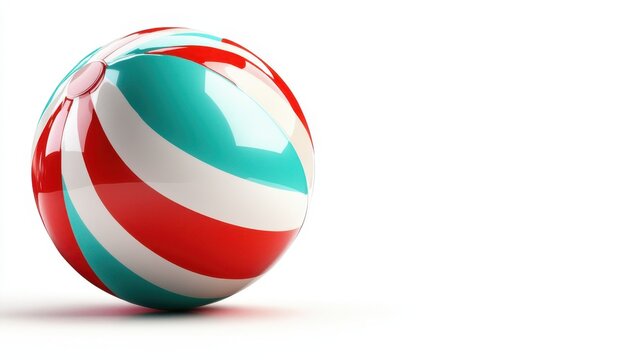 A lively beach ball rests proudly on a bright backdrop, portraying the infectious energy and joy associated with summer adventures and beachside celebrations.