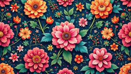 Intricate floral design, repeating seamlessly for textile prints, vector, flower