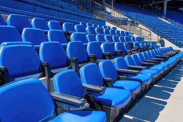Naklejka premium Rows of bright blue stadium seats