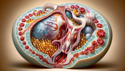 Fototapeta premium Analysis diagram of ovarian structure