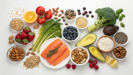 DASH diet : Fruits, vegetables, whole grains, lean proteins, low-fat dairy, nuts, seeds, legumes, healthy fats (e.g., olive oil), limited sweets and sodium