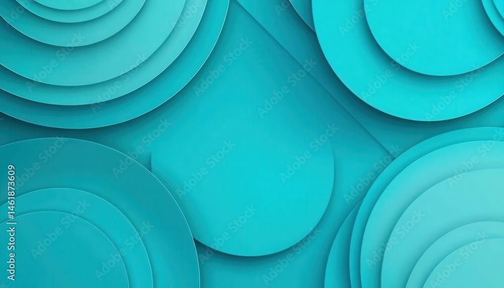 Poster Turquoise Abstract Background with Concentric Circle Layers and Diagonal Lines Creates a Modern Minimalist Aesthetic