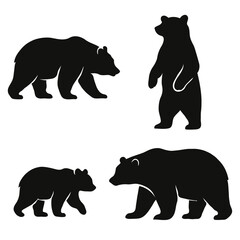 Fototapeta premium Bear silhouettes on white background