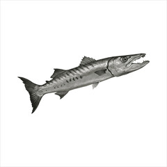 Realistic Barracuda Fish Vector Illustration &ndash; Aggressive Marine Predator Art