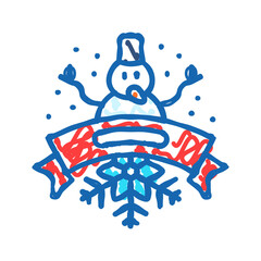 snowmobiling winter icon doodle illustration