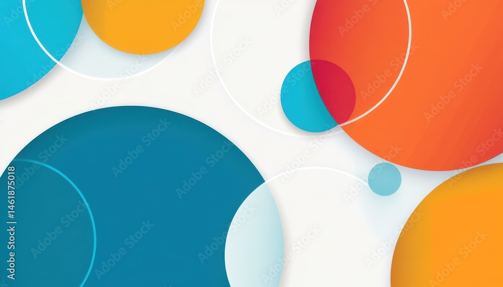 Aufkleber vibrant abstract background with overlapping orange blue and white circles decorative geometric shap