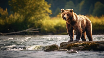 Obraz premium hind brown bear standing