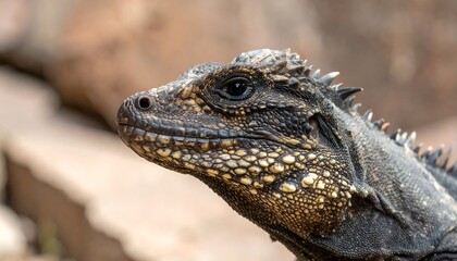 Black and Gold Lizard Close Up