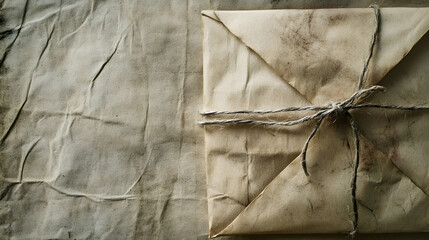 Vintage Envelope with Twine: The image showcases a meticulously crafted, aged envelope tied securely with twine, its presence radiating both sentimentality and a sense of timelessness.