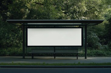 Empty bus stop billboard in park