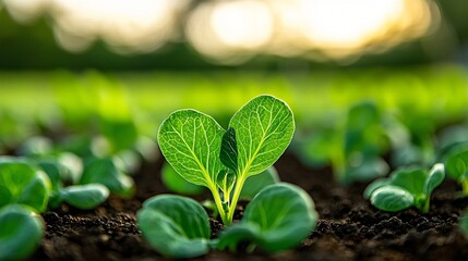 Indoor hydroponic rows of bok choy, centered composition with empty room margins, clinical farming zone, glowing LEDs above, bright modern agricultural scene