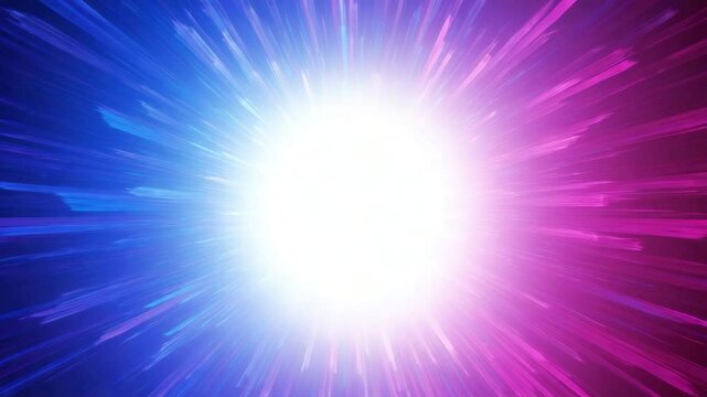 Blue and pink rays emanate from a white center, creating an abstract display of glowing light radiating energy for cosmic-looking backdrop.