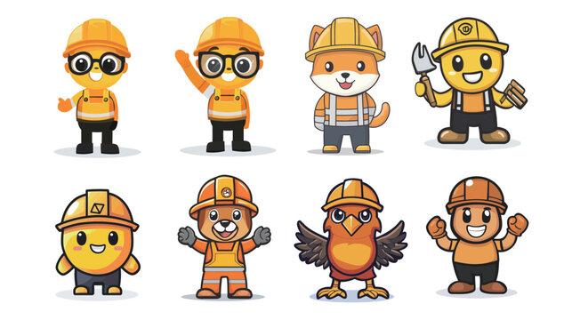 Vector graphic design of a construction mascot, featuring a fun and energetic character, perfect for construction-related businesses, branding, and promotional materials in the building industry.