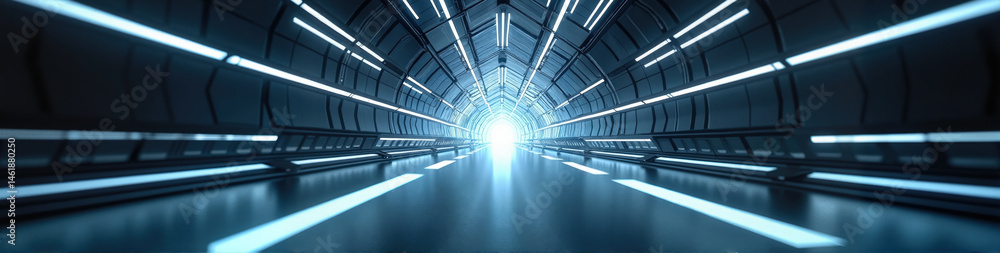 Poster abstract tunnel filled with dynamic beams of light converging at a glowing geometric node, inspiring