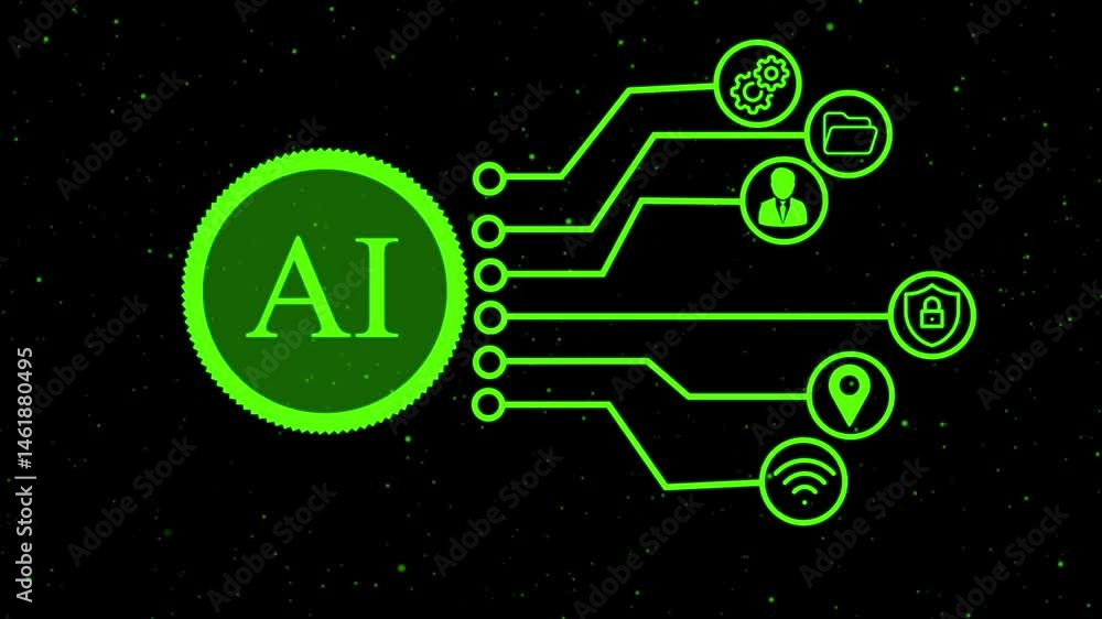 Poster ai hud animation on black background.intelligent systems and the evolution of technology,ai animatio