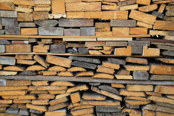 Background of old wooden boards sawn and beautiful laid out, natural close-up texture