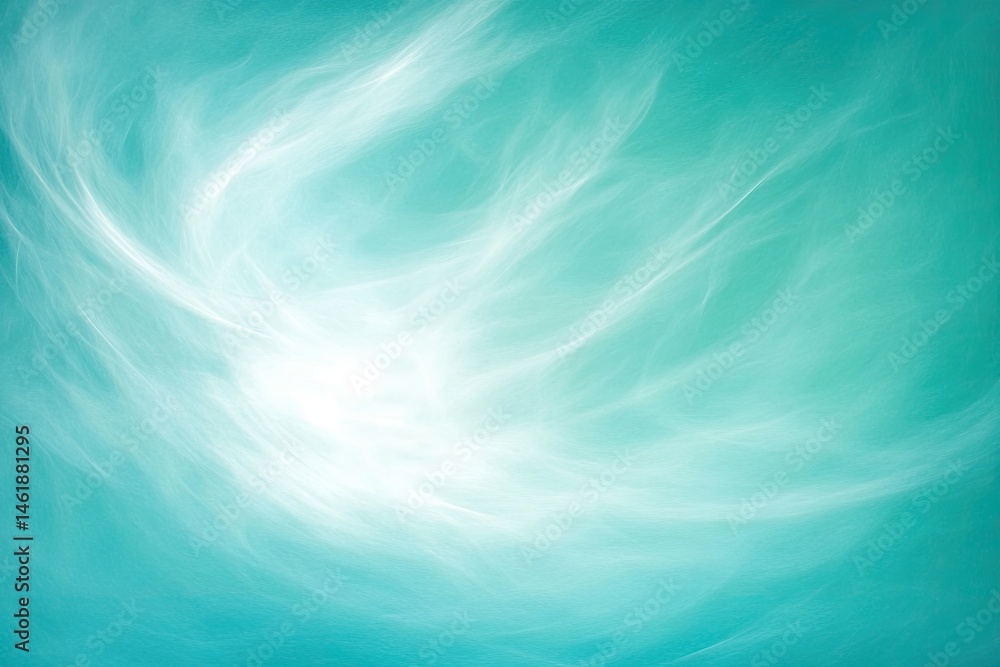 Poster soft, swirling, teal and white abstract background. gentle, flowing forms create a sense of movement
