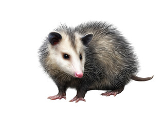 Adorable virginia opossum wildlife animal portrait on transparent background art