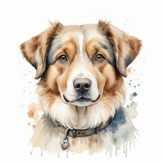 Charming Watercolor Painting of a Friendly Dog Portrait With Soft Colors