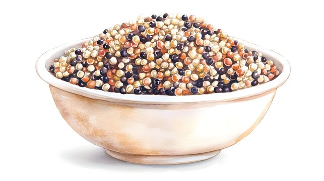 Colorful quinoa blend in a shallow bowl.