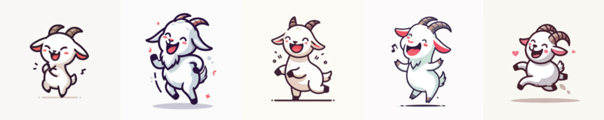 Vector of a cute little goat dancing with a smile