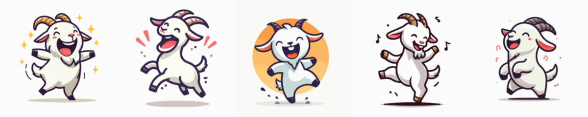 Vector of a cute little goat dancing happily