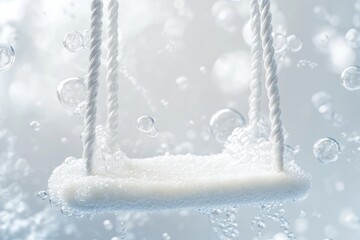 Photo of white foam swing with bubbles and soft lighting