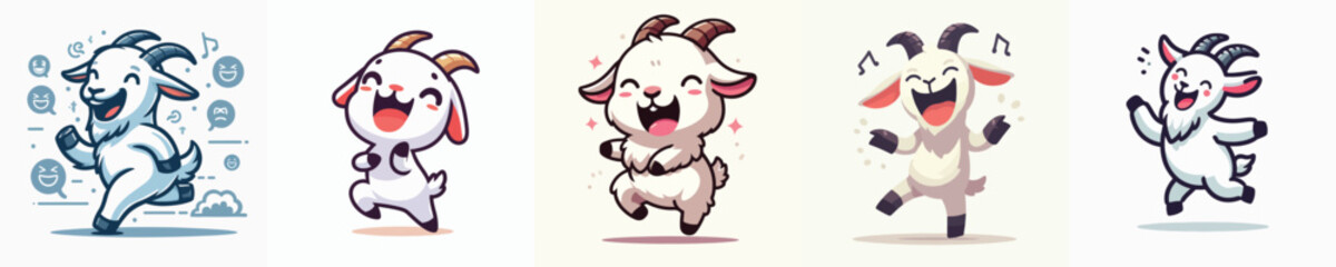Vector of a cute little goat dancing