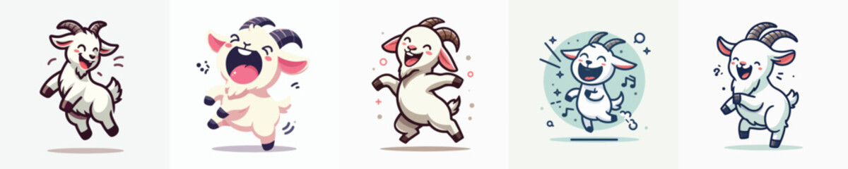 Vector of a cute goat dancing