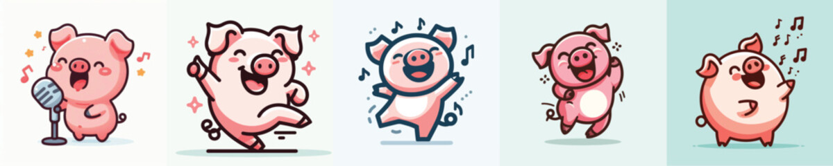 Vector of a pig dancing
