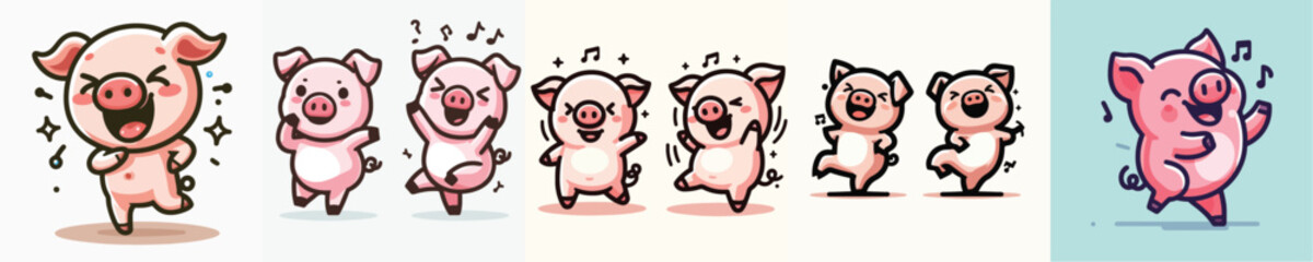 Vector of a pig dancing