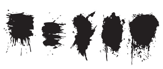 Black Brush Stroke Vector Elements for Creative Design