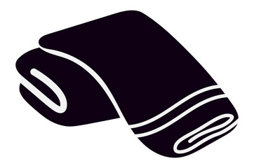 Folded black microfiber cleaning cloth featuring a white border, isolated on a white background, symbolizes cleanliness, hygiene, and the essential tasks of household chores