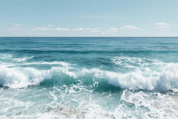 Fototapeta premium Serene Ocean Waves Gently Rolling on a Tranquil Shoreline