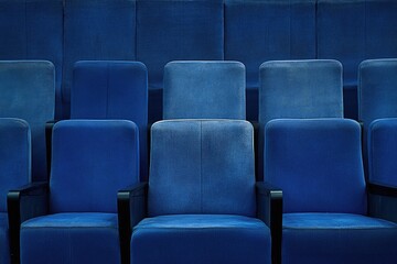 Fototapeta premium Empty rows of deep blue theater seats
