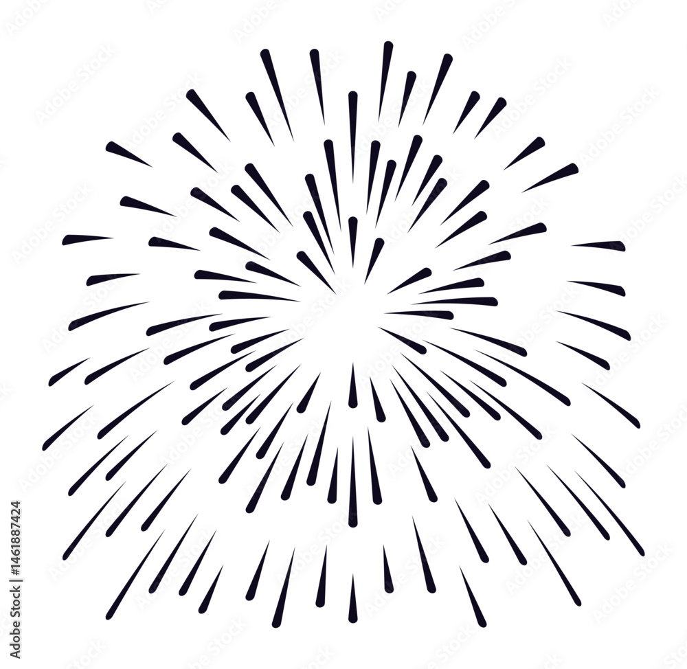 Poster firework exploding in a stunning radial pattern against a white background, creating a vibrant displ