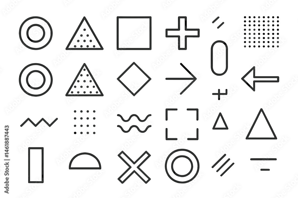 Poster abstract vector illustration featuring a variety of geometric shapes and patterns in a clean design