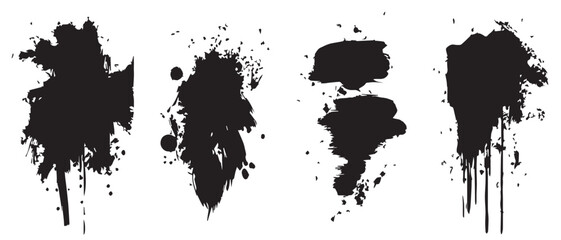Black Brush Stroke Vector Elements for Creative Design
